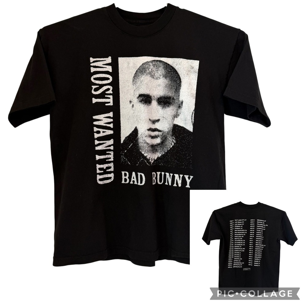 Bad Bunny Most Wanted Tour 2024 T-Shirt Black Large Nadie Sabe Lo Que Va A Pasar